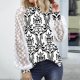 thumbnail image 2 of Blusa informal de manga larga con empalme de encaje y cuello redondo para mujer Pompotops  gfhjh18703, 2 of 7