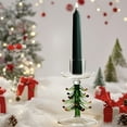 thumbnail image 4 of Christmas Tree Glass Candle Holder with Wreath, 6.3-Inch Green Holiday Candle Stand, Festive Table Decor for Christmas Home Decoration Green, 4 of 5