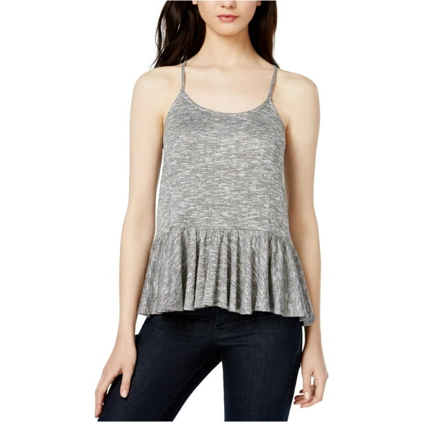 bar III Camiseta sin mangas Peplum Racerback para mujer, gris, pequeña bar III espalda cruzada