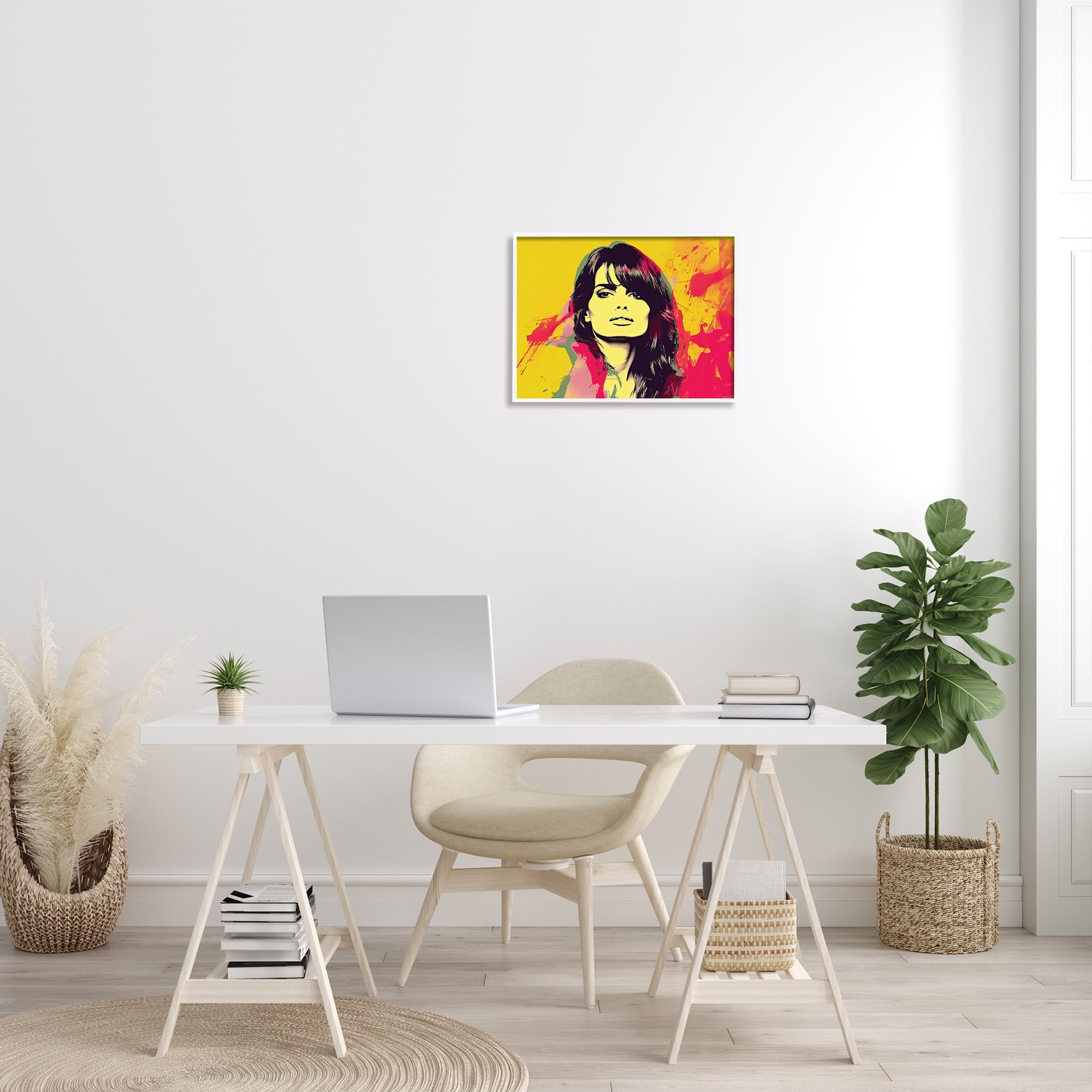 Stupell Industries Modern Penelope Cruz Abstract Painting White Framed Art Print Wall Art, 20 x 16