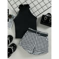 thumbnail image 2 of GXFC Toddler Baby Girls Summer Shorts Outfits Kids Girls Sleeveless Vest Tops and Houndstooth Print Short Pants Set Casual Clothes 2Pcs 6M-4T, 2 of 9