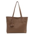 thumbnail image 3 of Bolso de hombro hecho a mano de gran capacidad de PU para mujer bolso de mano tejido bolso de viaje Simple, 3 of 7