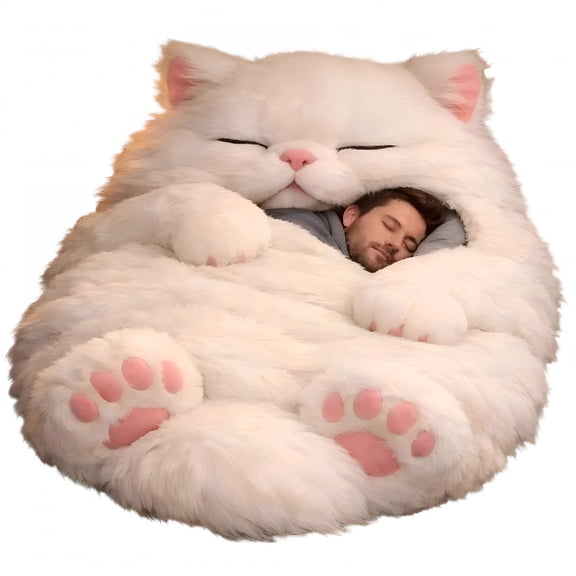 AUQ Cold Weather Sleeping Bag,Fluffy Cat Sleeping Bag for Adults,Adorable Cats Envelopes Sleeping Bag,Cat Sleeping Bags for Adults,Sleeping Bags for Adults Cold Weather,Adult Sleeping Bag