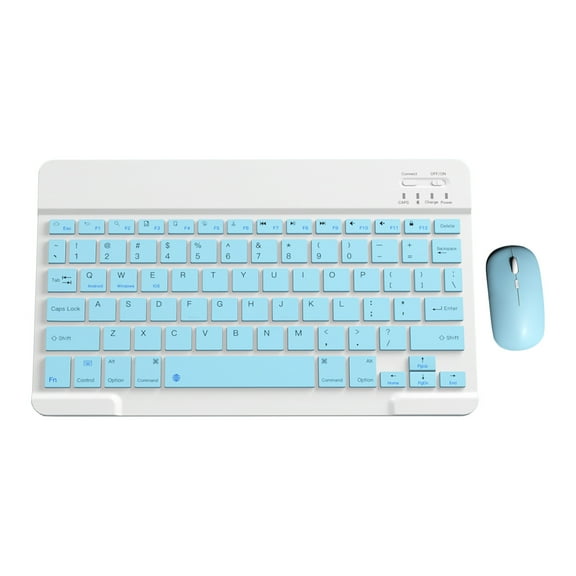 WRKEKC Clearance Bluetooth Keyboard & Mouse Portable BT Wireless Keyboard & Mouse for android PC Tablet Light Blue