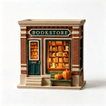 thumbnail image 2 of Lighted Mini Bookstore Village House Figurine, Resin Autumn Fall Book Shop Miniature Building with LED Warm Lights Pumpkin Bench, Harvest Tabletop Decor Gift for Book Lovers, 2 of 7