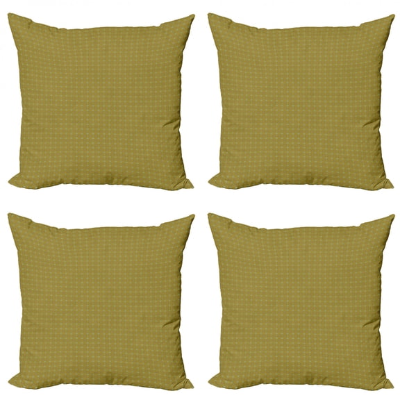 Abstract Throw Pillow Cushion Case Pack of 4, Floral and Hexagonal Motifs Vertically Arranged Garden Art, Modern Accent Double-Sided Print, 4 Sizes, Fawn Sepia, by Ambesonne