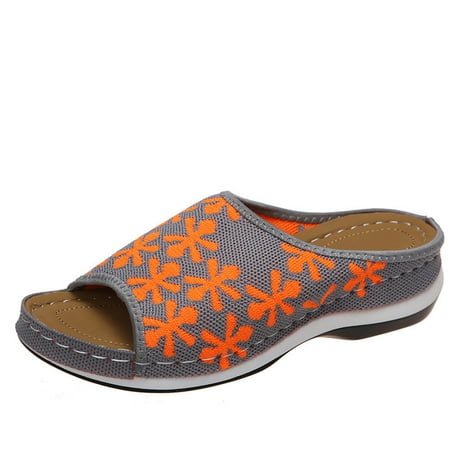 

Womens Fish Mouth Slippers Retro Color Matching Flowers Wedges With Flying Woven Slippers Summer Open Toe Slide Sandals Comfortable Flats Flip-Flops Casual Platforms Heeled Wedge Sandals A6485