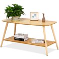 thumbnail image 1 of Goplus Coffee Table Rectangle Side End Solid Wood legs w/ Storage Shelf, 1 of 10