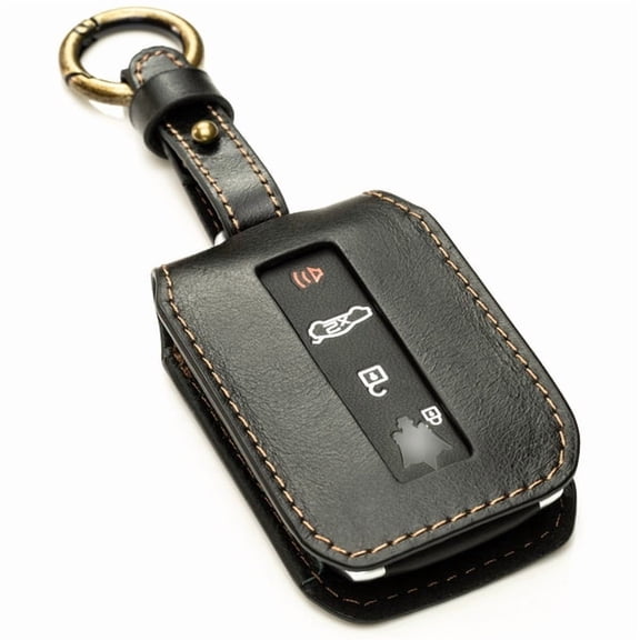 Vitodeco Superior Leather Key Fob Case Compatible for Maserati Grecale, Maserati Ghibli (2023-2025 models) - 4-Button, Black
