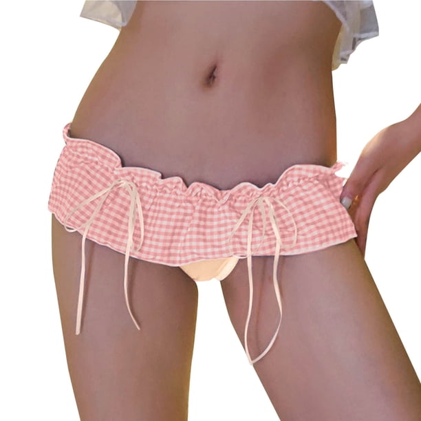 Gibobby Paquete de Tanga para dama Tangas de encaje para mujer, ropa interior Sexy de Tanga de cintura , bragas transpirables elásticas Hipster, bragas(Rosa,G)