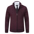 thumbnail image 3 of Manxivoo Cardigan Sweaters for Men, Men's Knitted Top Slim High Neck Long Sleeve Sweater Cardigan Men's Warm Coat Mens Cardigan Red XL, 3 of 6