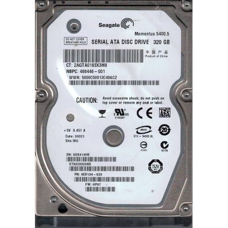ST9320320AS P/N: 9EV134-020 F/W: HP07 WU 5SX Seagate 320GB WU