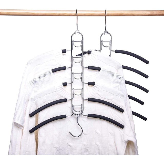 Nature Smile 4 Pack 5 in 1 Anti Slip Clothes Hangers,Space Saver Magic Metal Hangers,Multi Layers Wardrobe Clothes Rack,Heavy Duty Metal Blouse Hanger Closet Storage Organizer