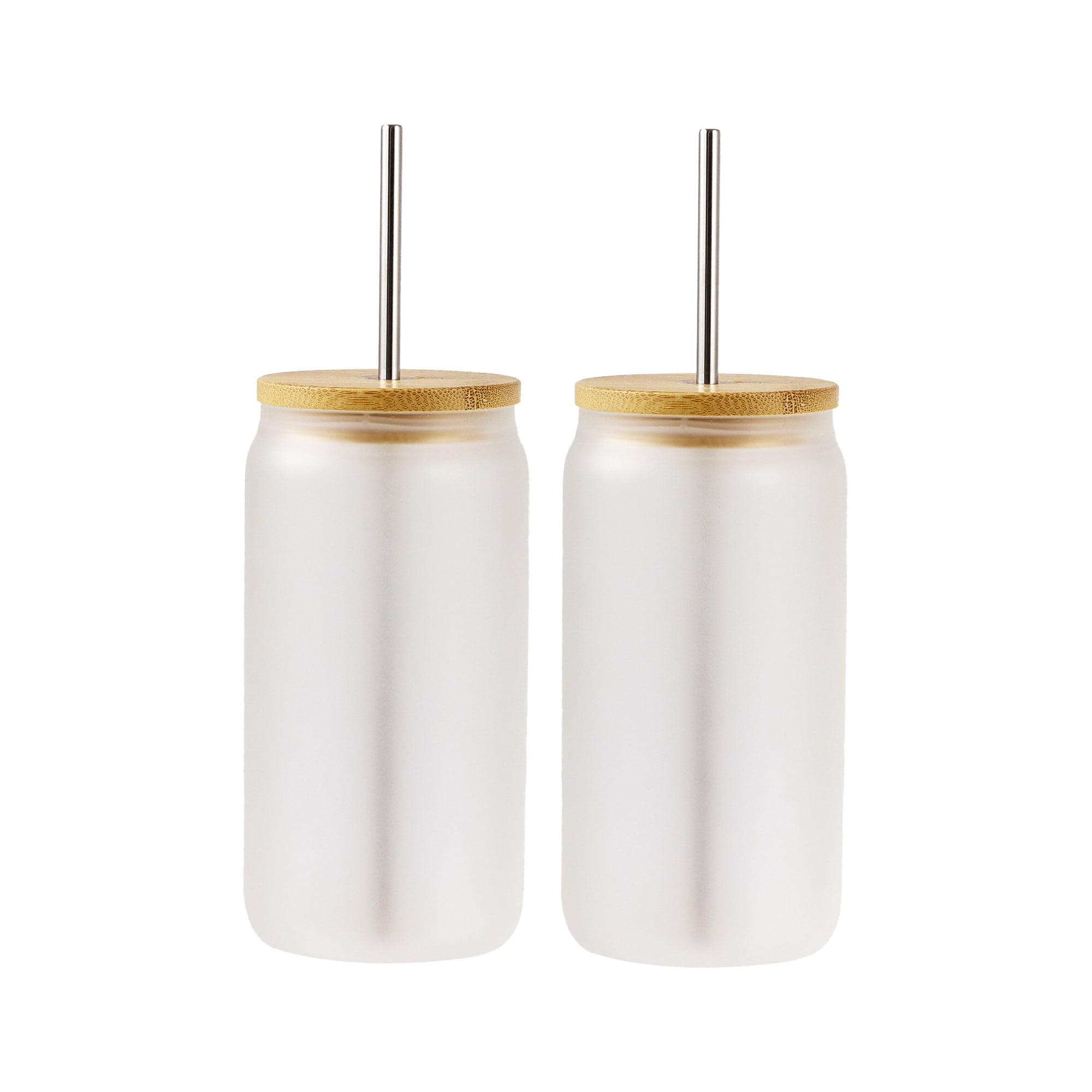 Hello Hobby Glass Tumblers with Bamboo Lids and Straws, Crafting, 18 fl oz, 2 Pack