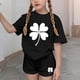 thumbnail image 3 of Vestido de manga corta para niños Día de San Patricio impreso conjunto de dos piezas niñas casual cuello redondo blusa y pantalones cortos, 3 of 6