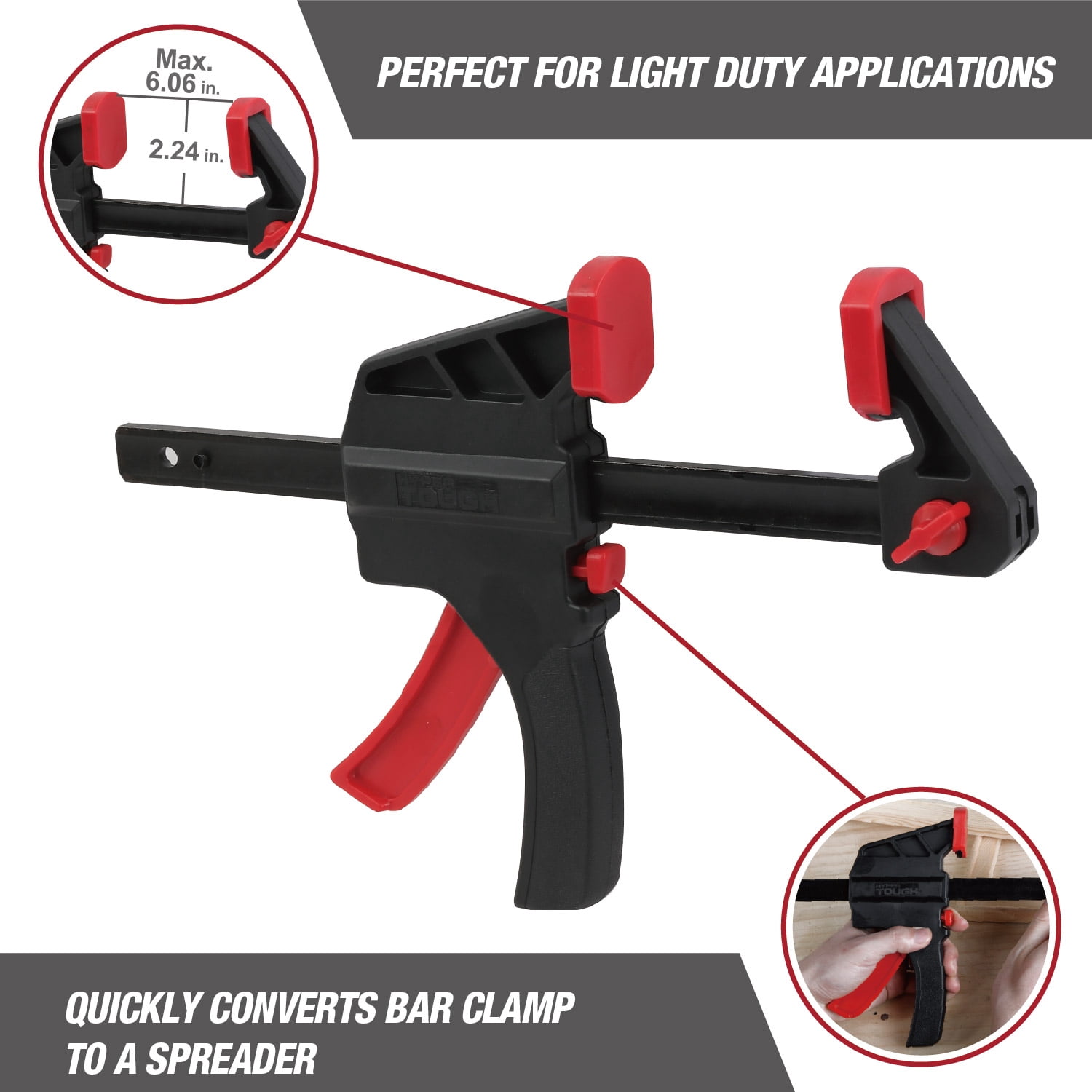 Hyper Tough 6-inch Trigger Ratcheting Bar Clamp and Spreader, Nylon