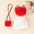 thumbnail image 2 of AUNVITO Girls Sleeveless Solid Color 3D Floral Applique Tank Top with Shorts Skirt and Handbag 3-Piece Outfit Set, 2 of 9