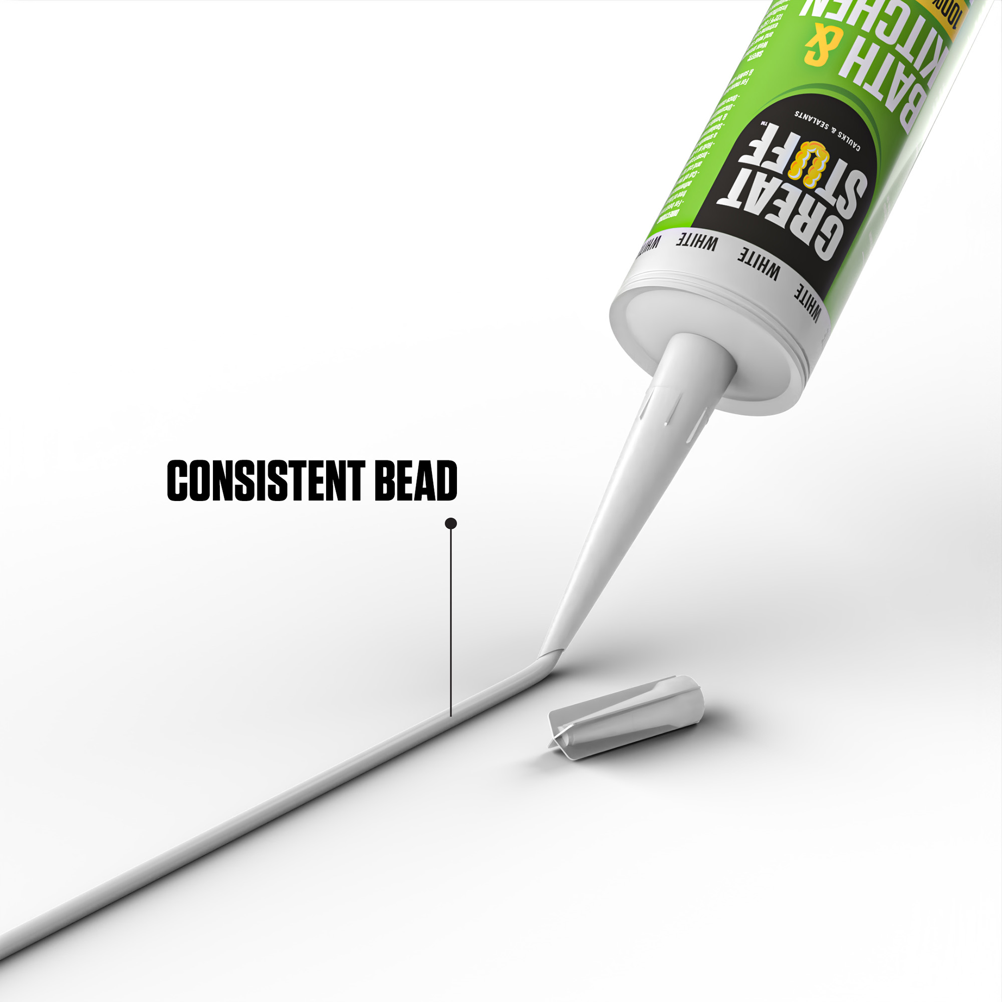 Great Stuff 100% Silicone Caulk - White RTV Silicone Sealant for Bathroom and Kitchen, Shower, Tub, Bathtub, Countertop, Backsplash, Sink Caulking 10.1 oz
