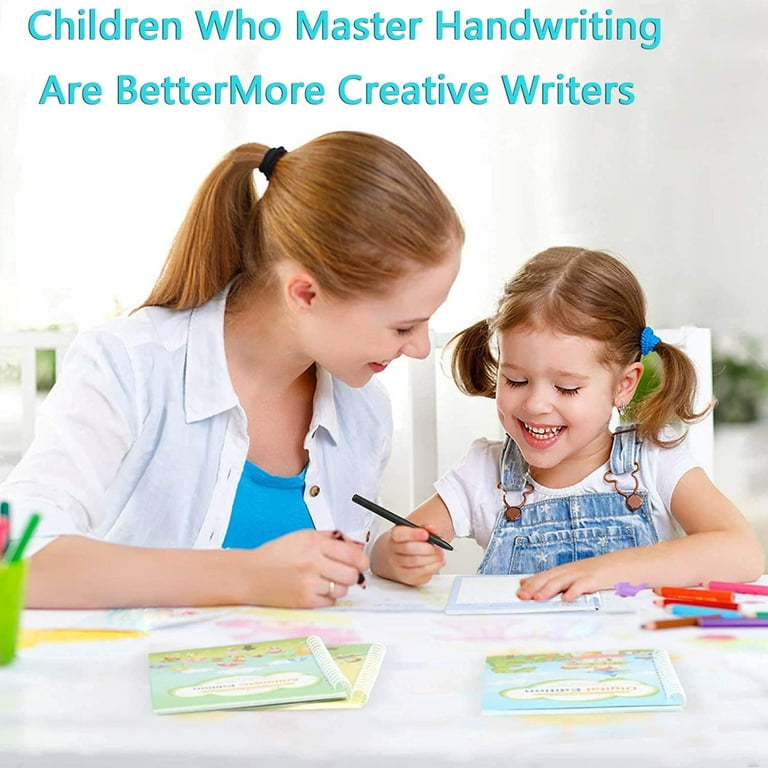 4pcs Large Size Magic Practice Copybook for Kids, 11.42 x 8.26 Reusable Handwriting Workbook Set, Calligraphy Tracing Book for Preschool
