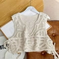 thumbnail image 6 of Women Hollow Crochet Knit Sweater Vest Waistcoat Sexy V-Neck Split Tie Up Bandage Beach Sleeveless Crop Tank Top Jacket, 6 of 11