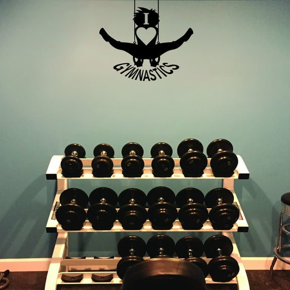 I Heart Gymnastics Quotes Gymnastic Motivation Quote Wall Sticker Art Decal for Girls Boys Room Bedroom Dance Studio Garage House Fun Home Decor Stickers Wall Art Vinyl Decoration Size (35x40 inch)