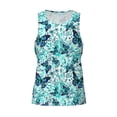 thumbnail image 4 of Gaeub Blue Floral with Butterflies Men's Athletic Tank Top, Workout Sleeveless Shirts, Running Tank Tops for Gym, Running, Training - 3X-Large, 4 of 9