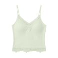 thumbnail image 5 of Womens Cotton Camisoles Lace V Neck Tank Top Spaghetti Strap Slim Fitted Sexy Cami Tops Going Out Cute Shirts Beach Travel Clothes, Beige L, 5 of 5