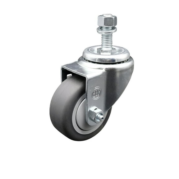 3 Inch SS Thermoplastic Rubber Wheel Swivel 12mm Threaded Stem Caster SCC