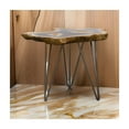 thumbnail image 6 of Benjara 20 Inch Side Accent Table, Natural Edges, Hairpin Legs, Gray Resin, Brown, 6 of 6