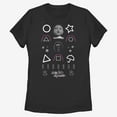 thumbnail image 1 of Women's Squid Game Game Icons  T-Shirt - Black - Small, 1 of 3