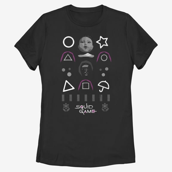 Women's Squid Game Game Icons Graphic Tee Black X Large
