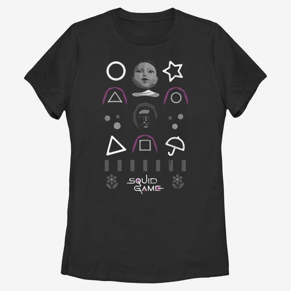 Women's Squid Game Game Icons  T-Shirt - Black - Small