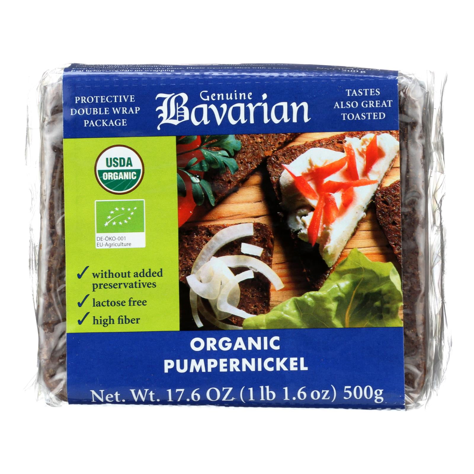 Genuine Bavarian Organic Bread Pumpernickel Case of 6 17.6 oz