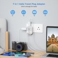 thumbnail image 2 of Adaptador de viaje TESSAN de EE. UU. a la India con 4 salidas y 3 puertos USB, 2 of 6
