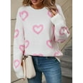 thumbnail image 5 of Nygoyerh Women's Jumpers Tops Heart Pattern Sweaters Long Sleeve Crew Neck Pullover Loose Fit Knitwear Fall Winter Tops, 5 of 9