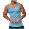 thumbnail image 2 of Linfrsh Mens Sleeveless Shirts New Men's Tank Top Casual Sports Sleeveless Round Neck T-Shirt Light Blue,M, 2 of 5