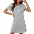 thumbnail image 4 of Wancir Women's Soft Dragonfly Print Lounge Dress, Plus Size Short Round Neck Nightdress, 4 of 5