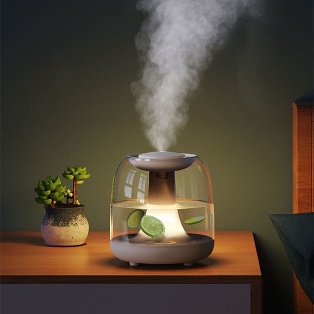 Humidificador de luz nocturna, pequeño dormitorio, oficina, escritorio, hogar, humidificador de aire de niebla silencioso de gran capacidad