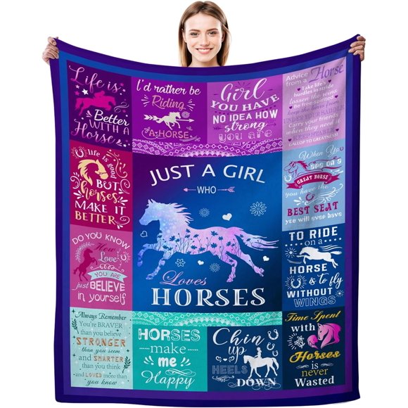 LHSHID Horse Blanket Gifts for Girls Women Ultra Soft Flannel Horse Throw Blanket Horse Lovers Gifts for Adults 50x60in
