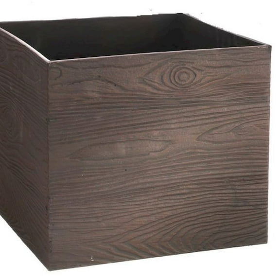 Brown Square Woodgrain Planter