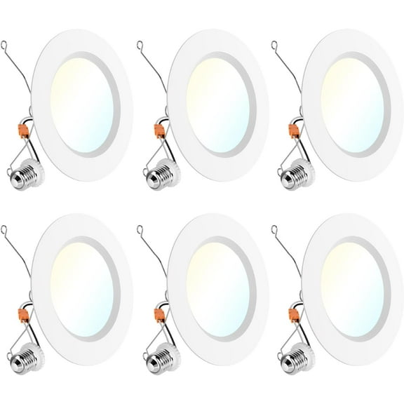 Sunco 6 Pack 6 Inch LED Recessed Light Retrofit, Can Lights for Ceiling, 1700 LM High Brightness, Selectable CCT 2700K/3000K/4000K/5000K/6000K, 17W=120W, Dimmable, Baffle Trim, Damp Rated UL