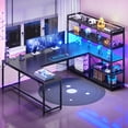 thumbnail image 3 of 63" Reversible U Shaped Computer Desk with 5-tier Bookshelf,Home Office Desk with LED Lights, 3 of 7