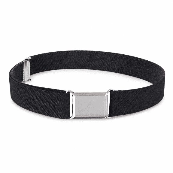 Kids Elastic Belt, Adjustable Stretch Belt for Boys and Girls, Unisex Waist Belt with Metal Buckle, Black