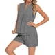 thumbnail image 4 of Camiseta de Manga Corta con Cuello en V para Mujeres con Pantalones Cortos de Bolsillo, Pantalones Casuales Y el Conjunto Superior para las Mujeres, 4 of 5