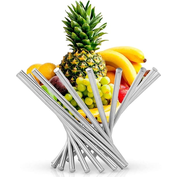 Frutero para encimera de cocina, gran rotación de acero inoxidable, cesta de frutas, soporte para soporte de frutas, decoración creativa para el hogar, organizador de almacenamiento de pan y verduras Namotu WRST-90