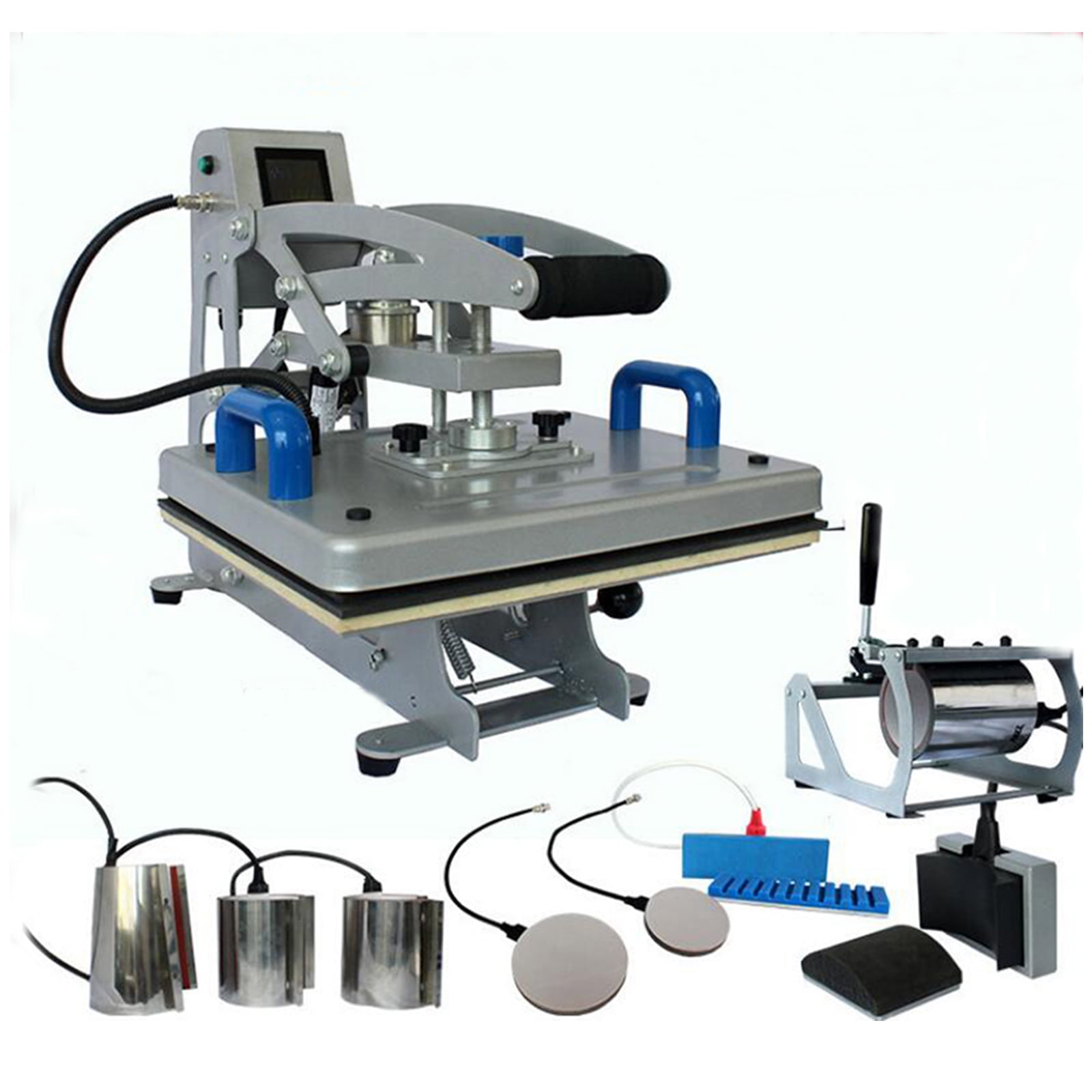 INTBUYING 9in1 Heat Press Machine Semi-Auto Cloth Mug Cap Pen Plate Sublimation Transfer for Art DIY