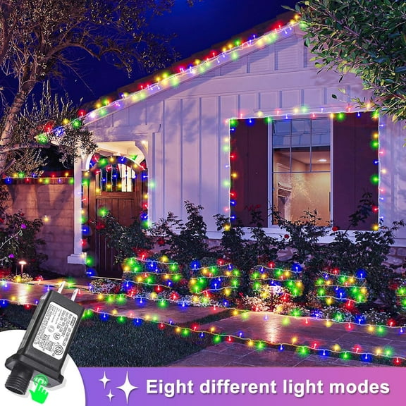 SLFR-250 LED Christmas Lights Indoor Outdoor 82ft Christmas String Lights Indoor 8 Modes Clear Wire, Plug in Twinkle Fairy Lights for Bedroom Tree Christmas Decorations, Multicolor
