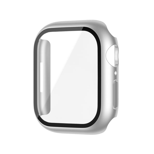 HEVIRGO Screen Protector Impact Resistant Ultra Thin Tempered Glass Film Clear Smart Watch PC Hard Case for iWatch 7 41mm/45mm