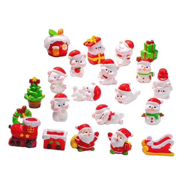21x adornos navideños en miniatura, decoración para casa de muñecas, decoración de escritorio para el hogar, Papá Noel, pequeñas figuras en miniatura BLESIY Figuras en miniatura