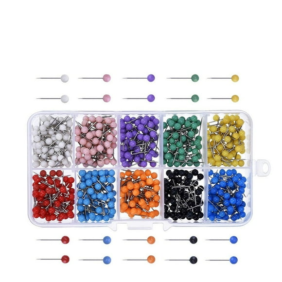 FRCOLOR Goupille de Carte 600 Pcs Tête Ronde Multicolore pour Calendriers de Cartes Fabrication de Tissu de Tableau Blanc (Ten Couleurs), 0,63"X0,16"X0,16 Pouces